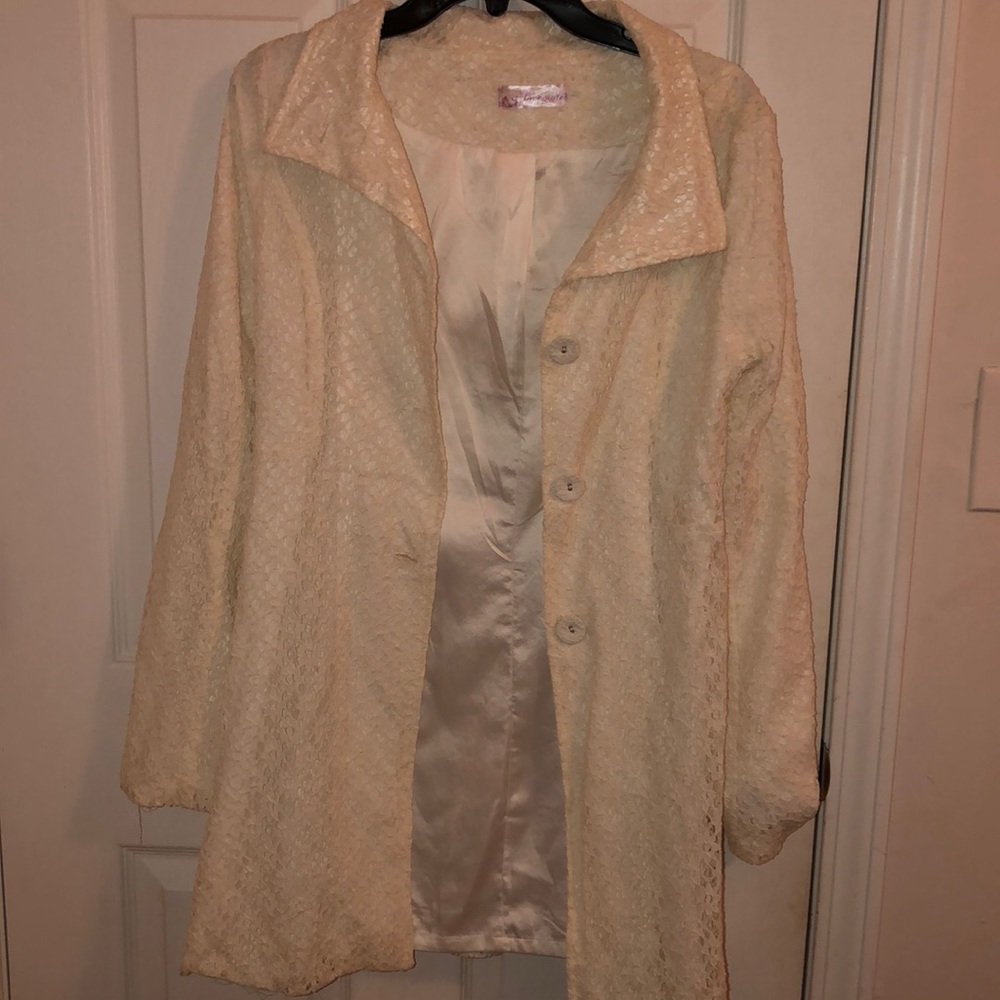 Cream Lace Dress-Coat